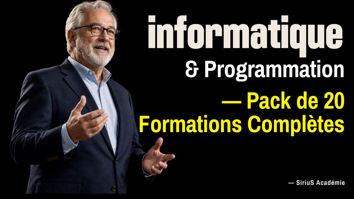 ✓ SiriuS Académie — Informatique Programmation - Pack de 20 Formations